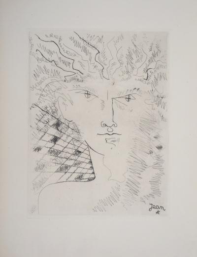 Jean COCTEAU - Portrait surréaliste, 1946 - Gravure originale signée