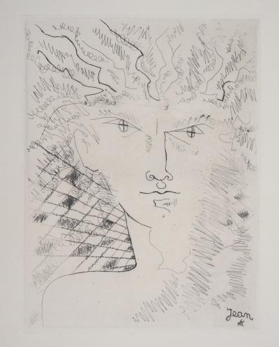 Jean COCTEAU - Portrait surréaliste, 1946 - Gravure originale signée 2