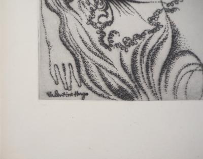 Valentine HUGO - Nu au taureau, 1946 - Gravure originale signée 2
