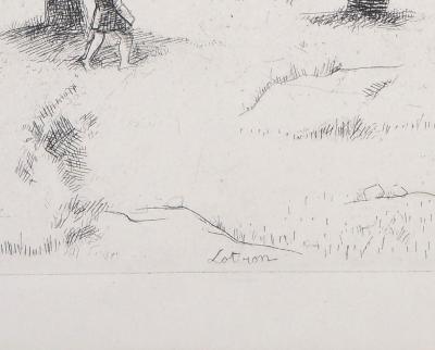 Robert LOTIRON - Promenade sous les arbres, 1946 - Gravure originale signée 2