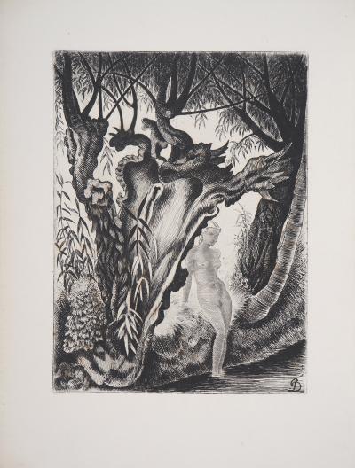 Pierre DUBREUIL - Nue dans le forêt, 1946 - Gravure originale signée 2