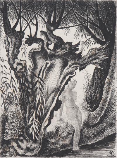 Pierre DUBREUIL - Nue dans le forêt, 1946 - Gravure originale signée 2
