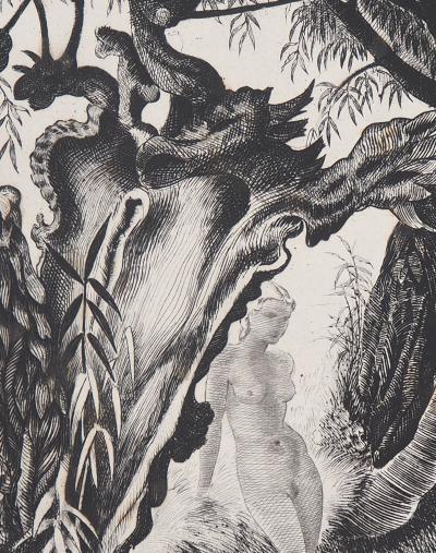 Pierre DUBREUIL - Nue dans le forêt, 1946 - Gravure originale signée 2