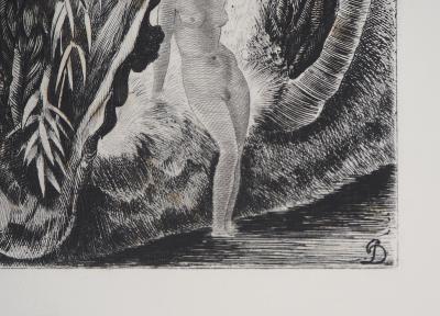 Pierre DUBREUIL - Nue dans le forêt, 1946 - Gravure originale signée 2