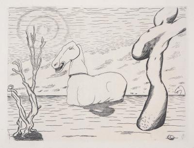 Roger VIEILLARD - Cheval surréaliste, 1946 - Gravure originale signée 2