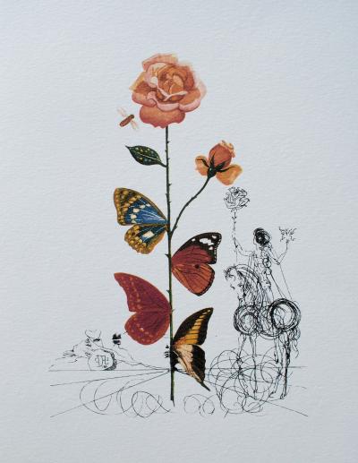 Salvador DALI (d’après) : Flordali -  La rose papillon, 1979 - Lithographie en édition limitée 2