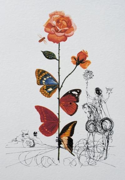 Salvador DALI (d’après) : Flordali -  La rose papillon, 1979 - Lithographie en édition limitée 2