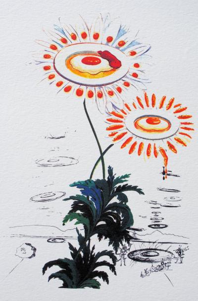 Salvador DALI (d’après) : Flordali -  Marguerites œuf au plat - Lithographie 2