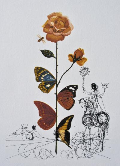 Salvador DALI (d’après) : Flordali -  La rose papillon, 1979 - Lithographie signée 2