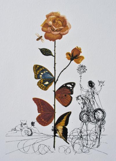 Salvador DALI : La rose papillon, 1979, Lithographie signée 2