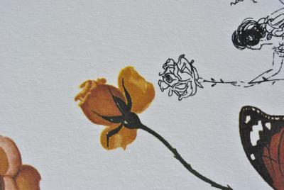 Salvador DALI : La rose papillon, 1979, Lithographie signée 2