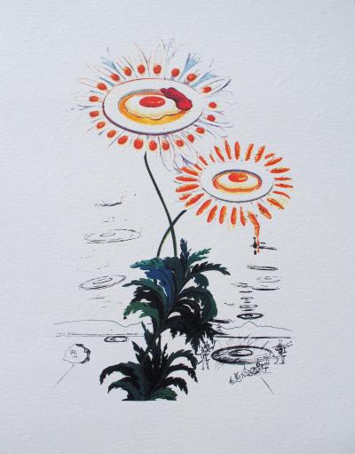 Salvador DALI (d’après) : Flordali -  Marguerites œuf au plat, 1979 - Lithographie 2