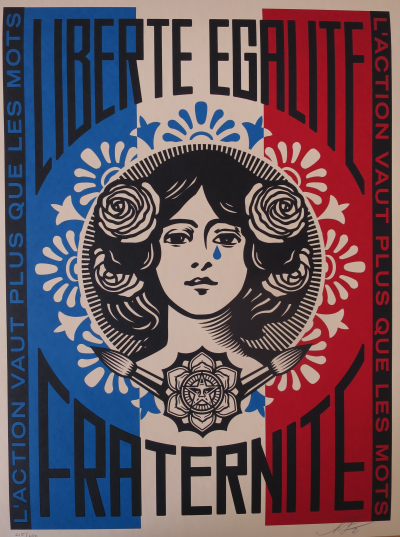 Shepard FAIREY (Obey) - Marianne L’action vaut plus que les mots - Sérigraphie signée et numérotée