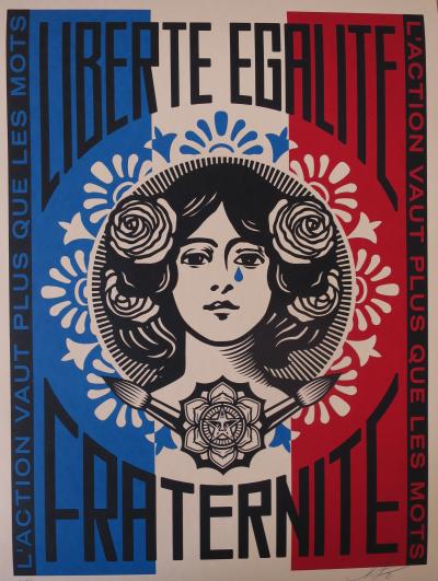 Shepard FAIREY (Obey) - Marianne L’action vaut plus que les mots - Sérigraphie signée et numérotée 2