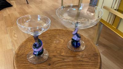 Serge Mansau pour Murano - Ensemble grande et petite coupe bleu et rose, 1992 2