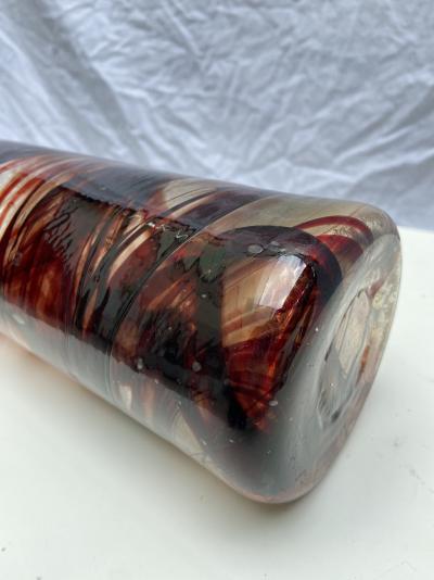 Serge MANSAU pour Murano- Vase rouleau rouge, vers 1990 2
