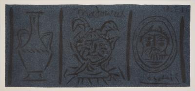 Pablo PICASSO - Poterie et faunes (Madoura), 1961 - Linogravure originale, signée 2
