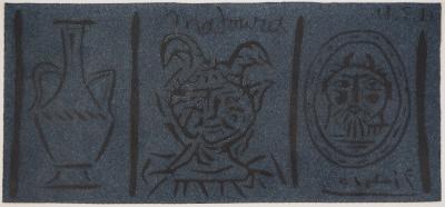 Pablo PICASSO - Poterie et faunes (Madoura), 1961 - Linogravure originale, signée 2