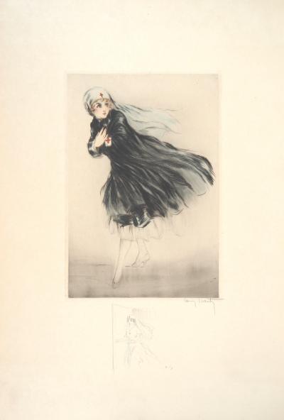 Louis ICART : L’Infirmière, c. 1917 - Gravure signée au crayon et dessin 2