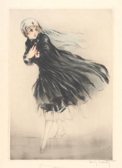 Louis ICART : L’Infirmière, c. 1917 - Gravure signée au crayon et dessin 2