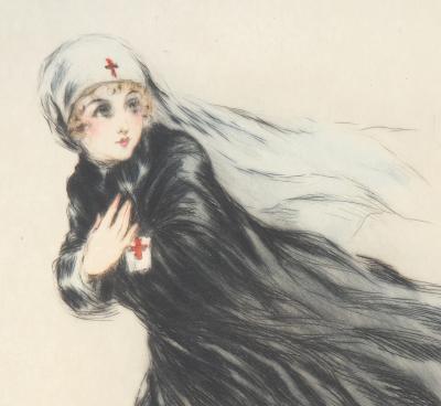 Louis ICART : L’Infirmière, c. 1917 - Gravure signée au crayon et dessin 2