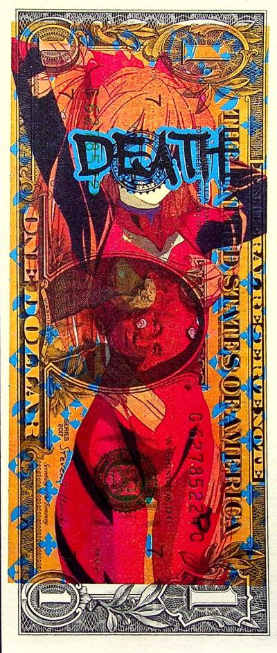 Death NYC - Manga girl with a Louis Vuitton background - Sérigraphie originale signée 2