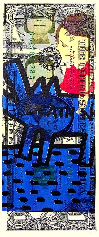 Death NYC - Blue dog of Keith Haring with a Nara background - Sérigraphie originale signée 2