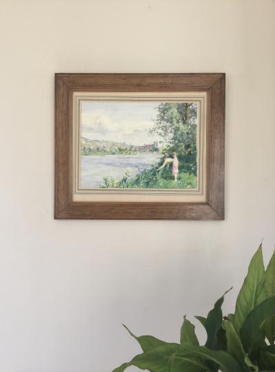 Paul GRÉGOIRE - Au bord de la Moselle,Abbaye des Prémontrés - Aquarelle 2