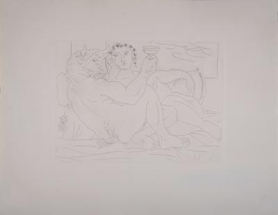 Pablo PICASSO - Suite Vollard: Minotaure, une coupe à la main, et jeune femme, 1933 - Eau-forte 2