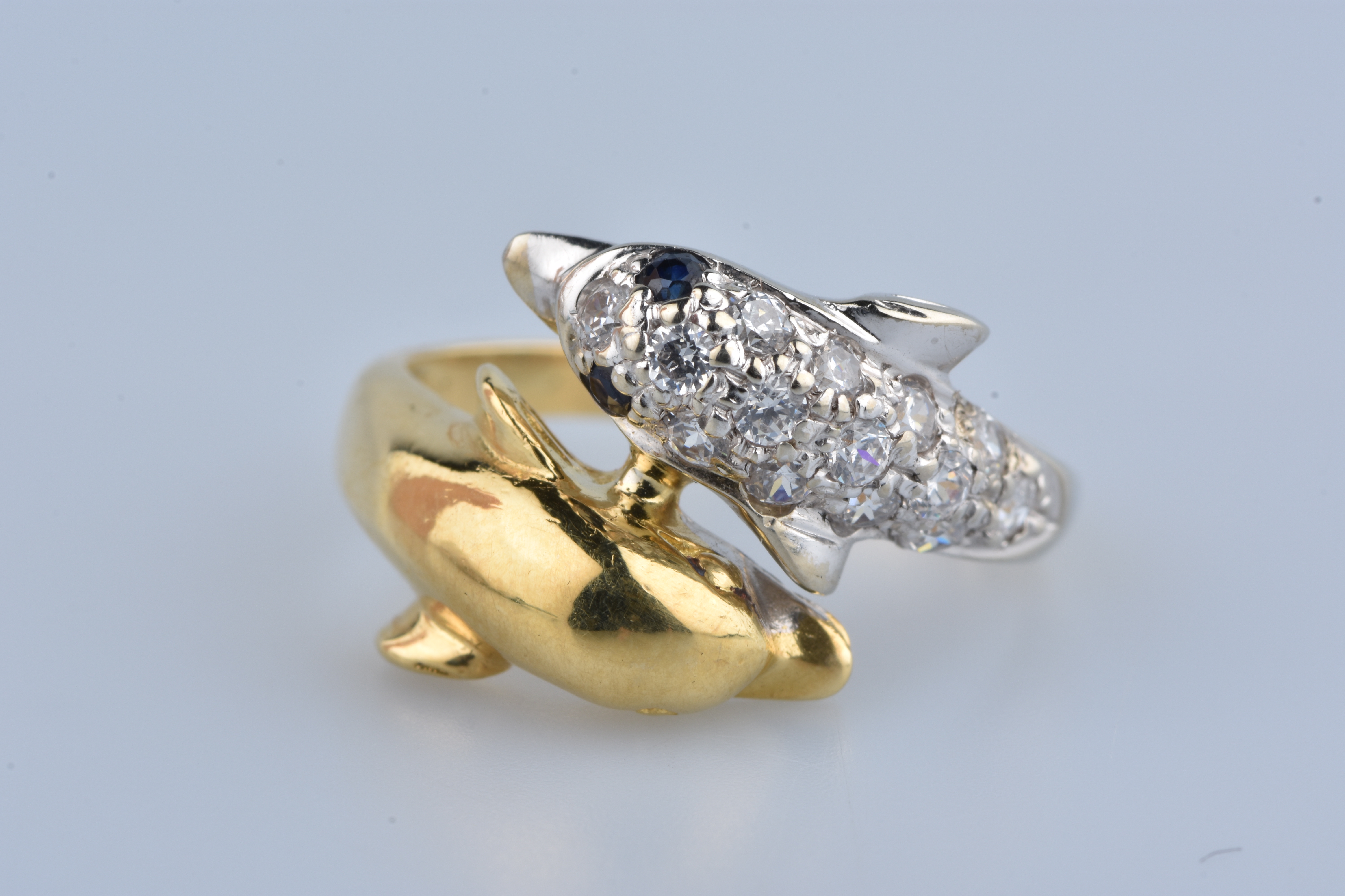 Dolphin Ring with Diamonds, 14Kt - Cedar Chest Sanibel