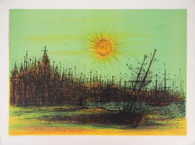 Jean CARZOU : Cathédrale de bateaux, 1971 - Lithographie originale signée et numérotée 2