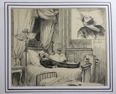 Louis BOMBLED - La mort du président Sadi Carnot ,1894 - Dessin’à la plume  signée 2