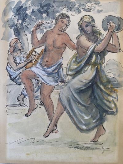 Abel RENAULT -La danse ,vers 1930 - Encre et aquarelle signée 2