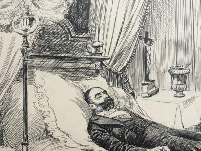 Louis BOMBLED - La mort du président Sadi Carnot ,1894 - Dessin’à la plume  signée 2