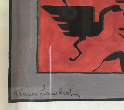 France LAMBERT - Les cygnes, projet pour un tapis,vers 1925 - Gouache signée 2