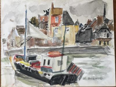 Hervé LE BOURDELLÈS - Honfleur, la lieutenance - Aquarelle 2