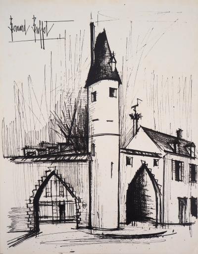 Bernard BUFFET  - Le village alsacien, 1961 - Lithographique signée 2