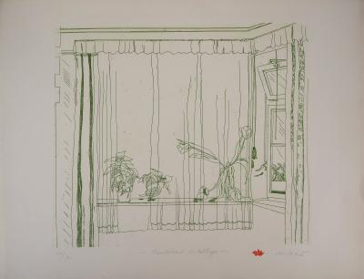 Gudrun VAN LEITNER - Bouquet de tulipes à la fenêtre - Eau-forte originale signée et numérotée 2