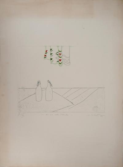 Gudrun VAN LEITNER - Les deux bouteilles, 1975 - Eau-forte originale signée et numérotée 2