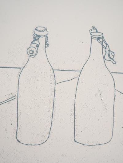 Gudrun VAN LEITNER - Les deux bouteilles, 1975 - Eau-forte originale signée et numérotée 2