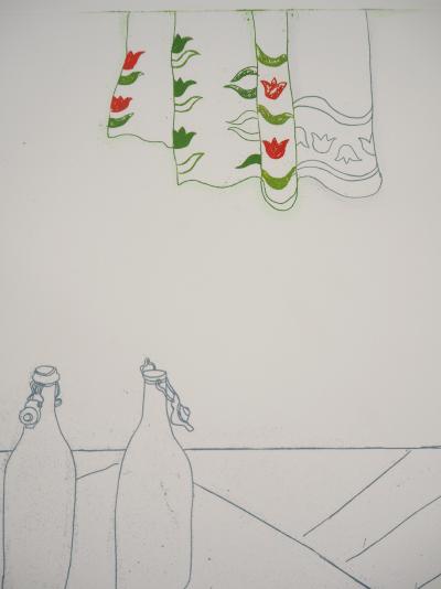 Gudrun VAN LEITNER - Les deux bouteilles, 1975 - Eau-forte originale signée et numérotée 2