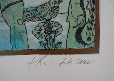 Theo TOBIASSE - Le couple de Manhattan - Lithographie originale signée 2