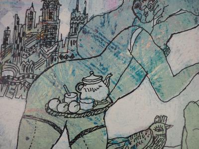 Theo TOBIASSE - Le couple de Manhattan - Lithographie originale signée 2