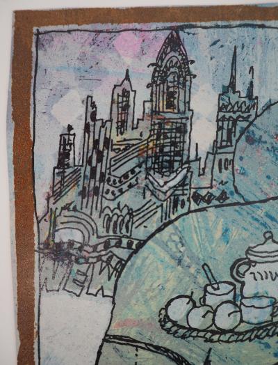Theo TOBIASSE - Le couple de Manhattan - Lithographie originale signée 2