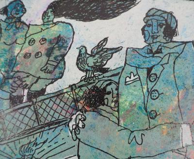 Theo TOBIASSE - Les couples de la Statue de la Liberté - Lithographie originale signée au crayon 2