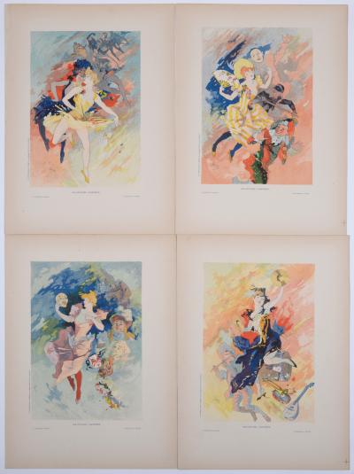 Jules Chéret Les Arts - Collection complète, 1896  4 Original 1896 stone small lithograph posters 2