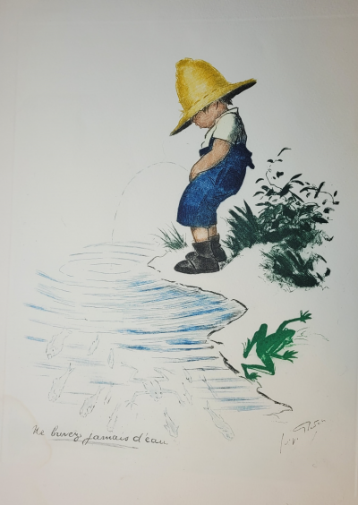 Georges REDON - Never drink water, 1910 - Engraving 2