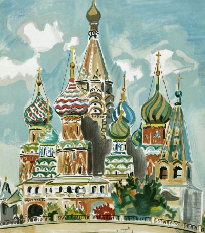 Yves Brayer - Le Kremlin Moscou - Lithographie originale signée numérotée 2