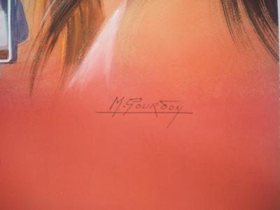 Michel GOURDON - La chanteuse, Gouache sur carton originale signée 2