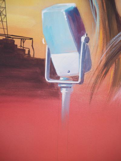 Michel GOURDON - La chanteuse, Gouache sur carton originale signée 2